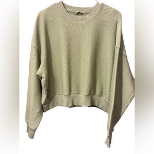 Aerie New Condition oversized green long sleeve cropped crew. Size XS.